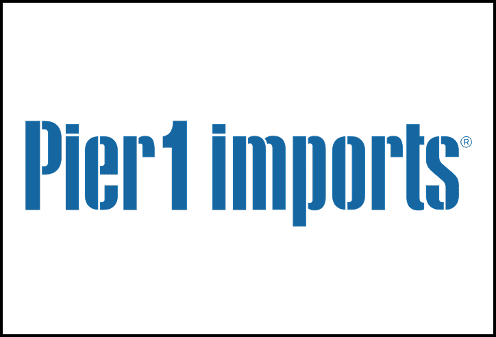 Pier 1 Imports logo in blue text.