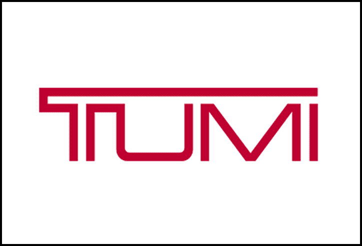 TUMI logo in red on white background.