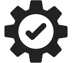 A gear with a check mark inside symbolizing settings or completion.
