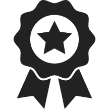 Black award ribbon with a star in the center.